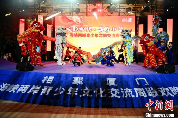 兩岸青少年同臺呈現(xiàn)龍獅表演?！⊥鯑|明 攝