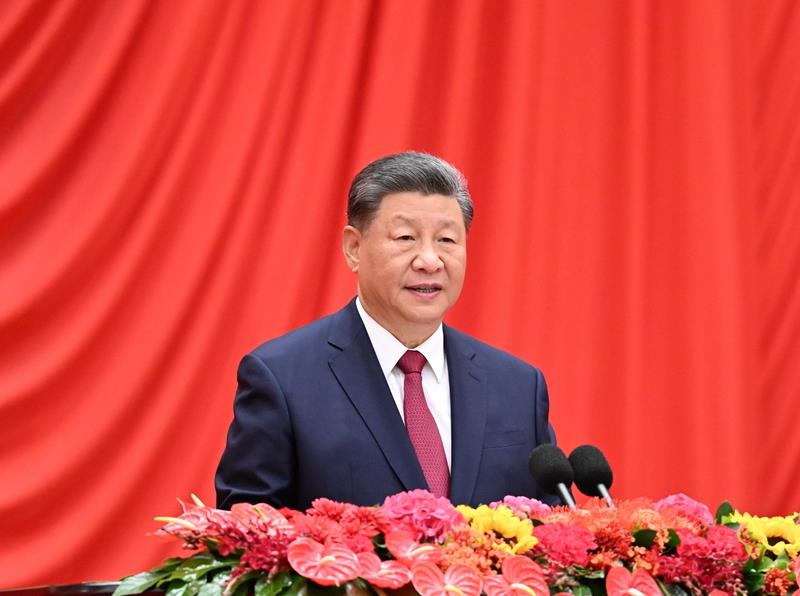△2024年9月30日，慶祝中華人民共和國(guó)成立75周年招待會(huì)在北京人民大會(huì)堂隆重舉行。習(xí)近平總書記出席招待會(huì)并發(fā)表重要講話。